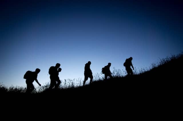 team hiking